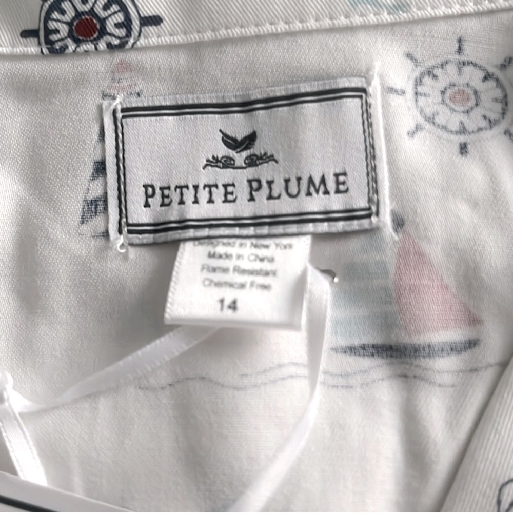 PETITE PLUME Unisex Flame Resistant Chemical Free Nautical Sail Way Pajama Set - Picture 4 of 6